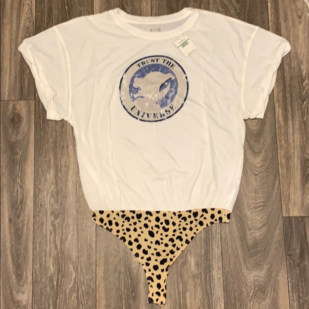 Free People Parker ivory tee bodysuit SZ L
